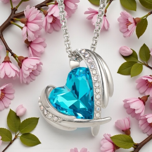 Krištáľový náhrdelník Silver Angel tyrkysový