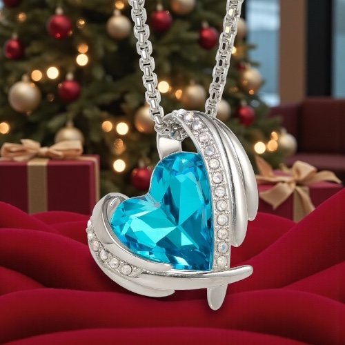 Krištáľový náhrdelník Silver Angel tyrkysový