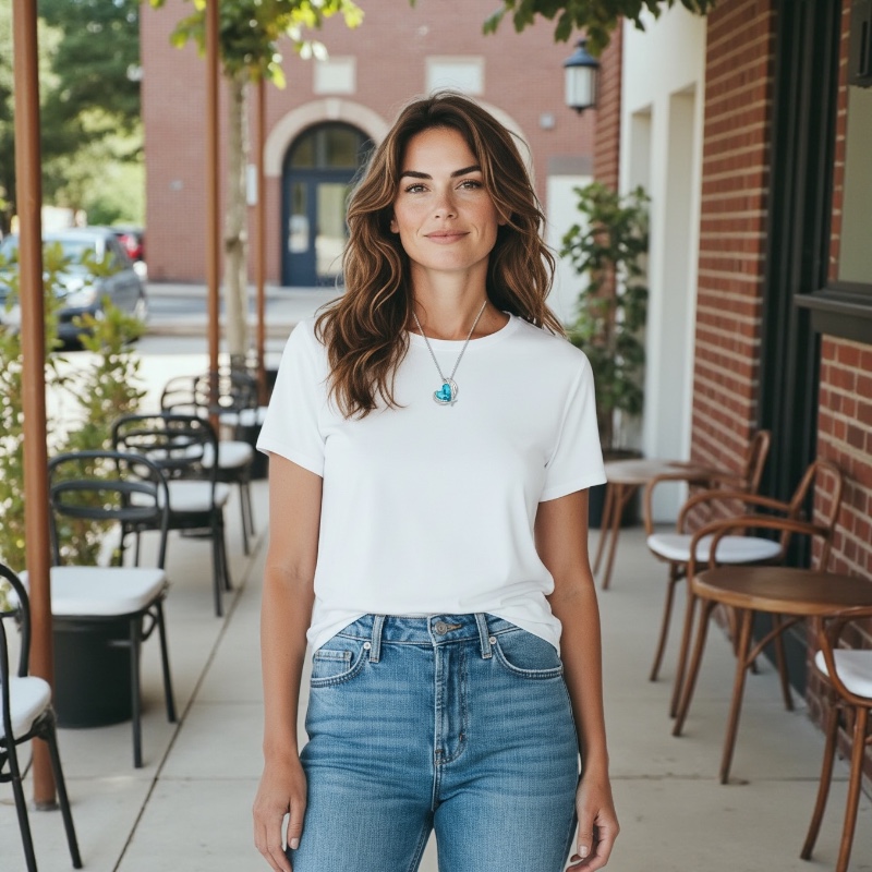 Krištáľový náhrdelník Silver Angel tyrkysový