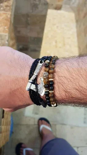 Charms náramok 2 ks čierna/strakatá