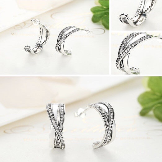 Glory strieborné náušnice Anjelské krídla so zirkónmi