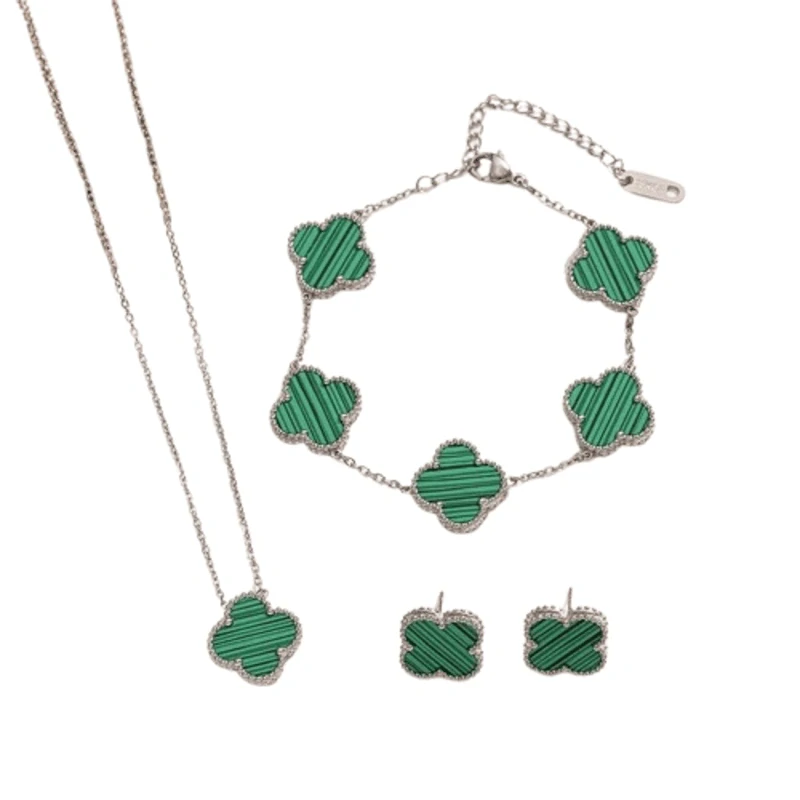 Dámsky oceľový set Clover green strieborný