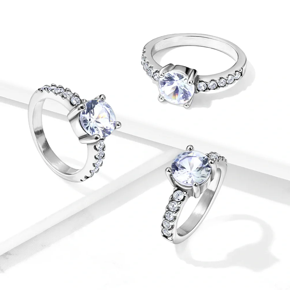 Prsteň so zirkónmi a zirkónovým očkom Emma strieborný