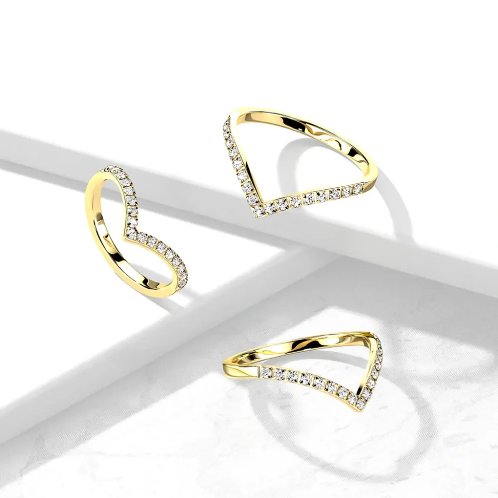 Prsteň z chirurgickej ocele so zirkónmi Kylie zlatý