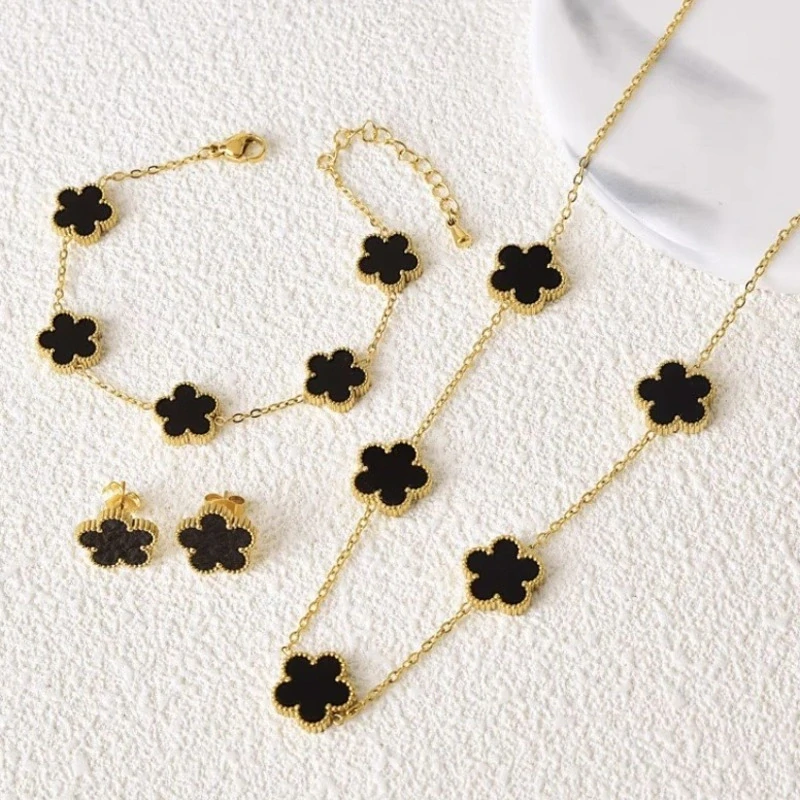 Dámsky oceľový set Clover black zlatý