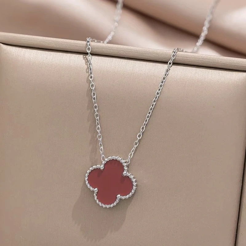 Dámsky oceľový set Clover burgundy strieborný
