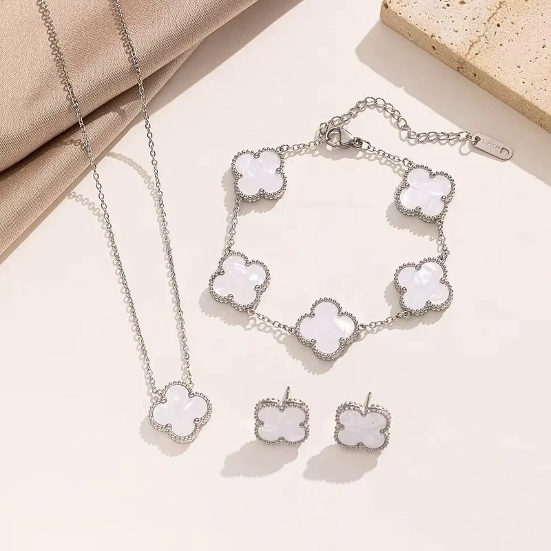 Dámsky oceľový set Clover white strieborný