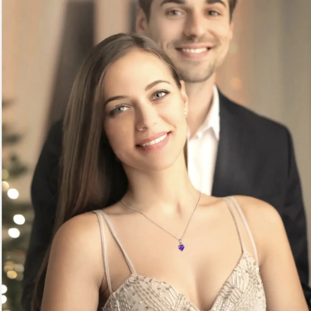 Strieborný náhrdelník Happy so svetlofialovým srdiečkom