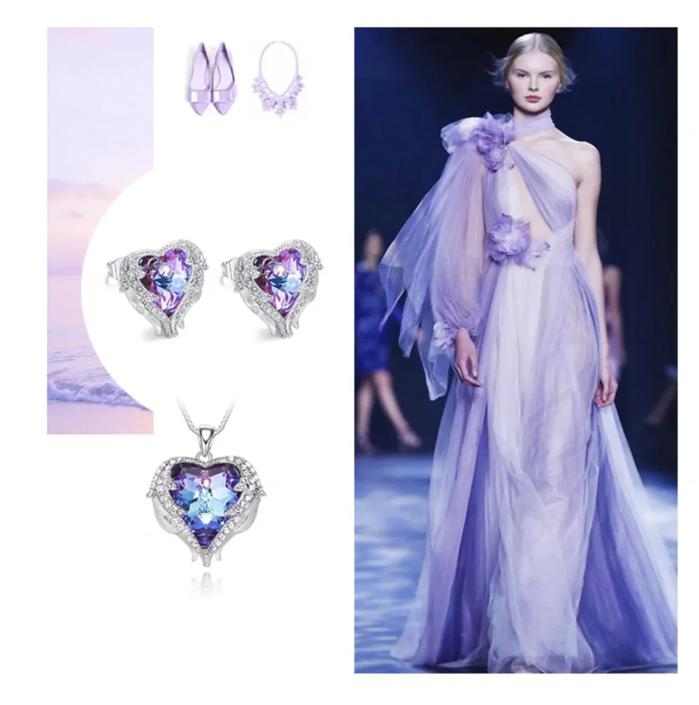 Krištáľový set Angel Wings fialový