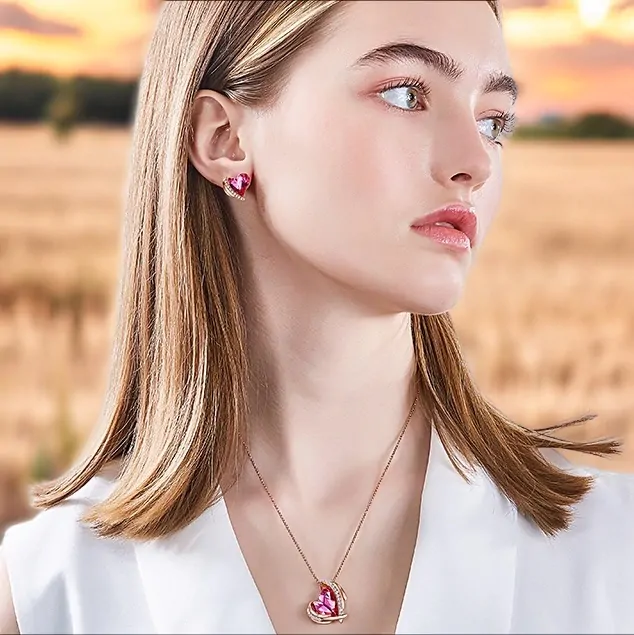 Krištáľový set Pink angel strieborný