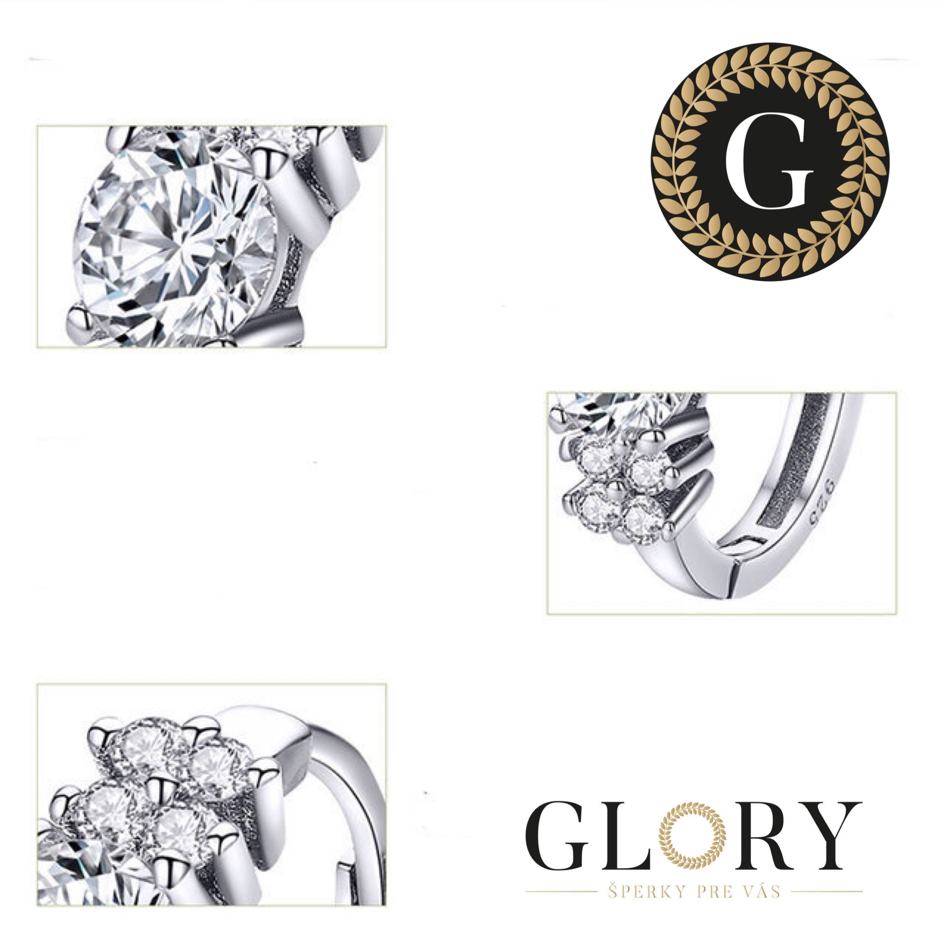 Glory strieborné náušnice Júlia so zirkónmi 