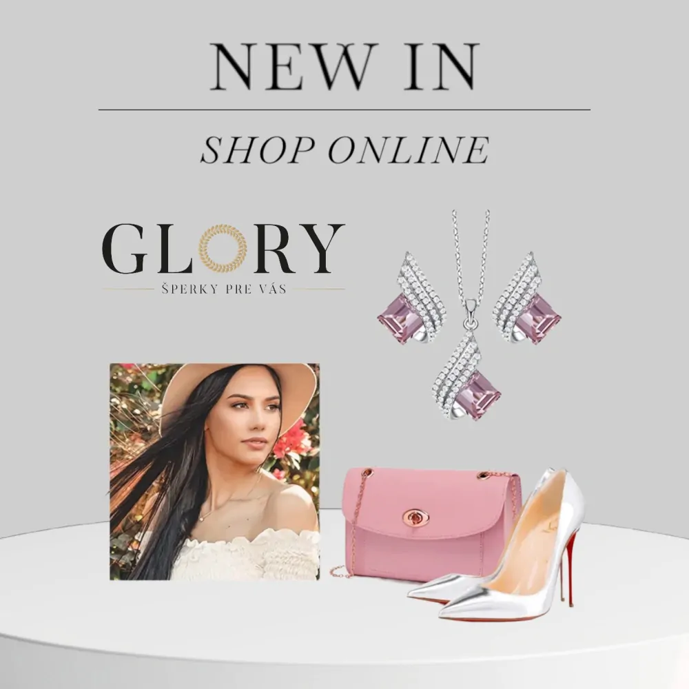 Strieborný set Suzie s ružovými krištáľmi 