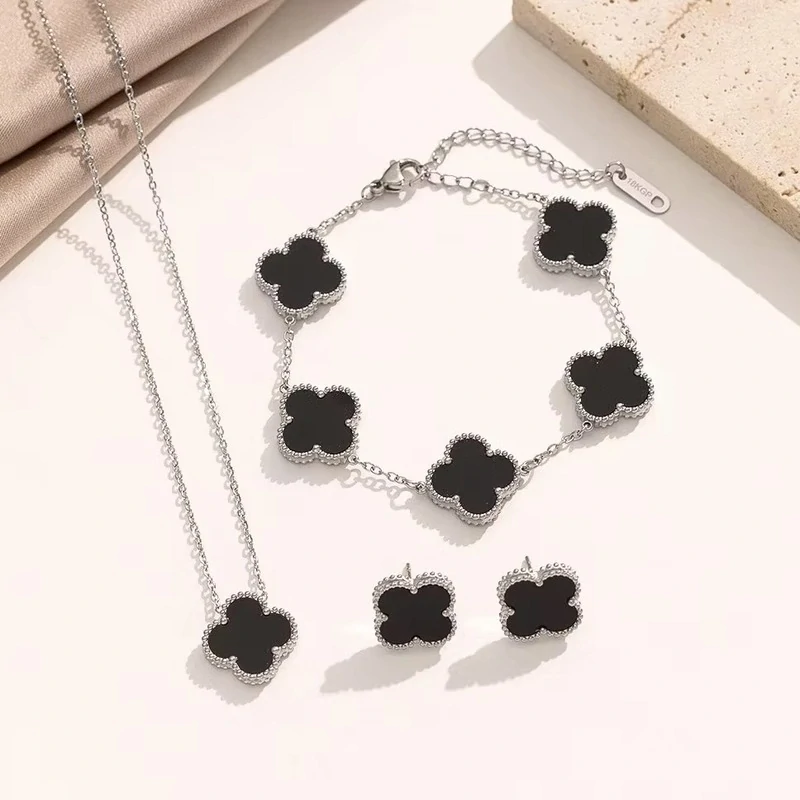 Dámsky oceľový set Clover black strieborný