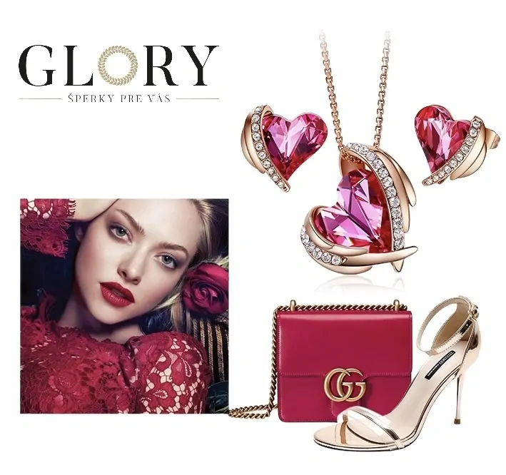 Krištáľový set Pink angel strieborný