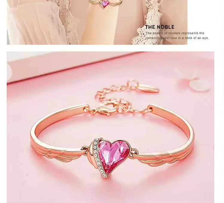 Krištáľový náramok Gold Angel ružovozlatý