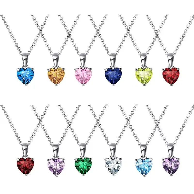 Strieborný náhrdelník. Happy s červeným  srdiečkom