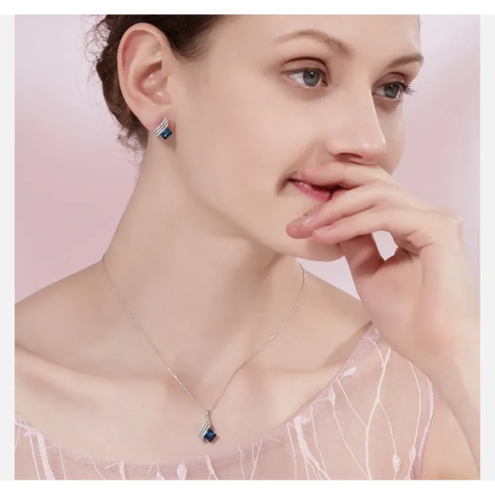 Strieborný set Suzie s čírymi krištáľmi