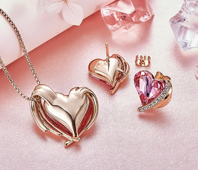 Krištáľový set Pink angel ružovozlatý