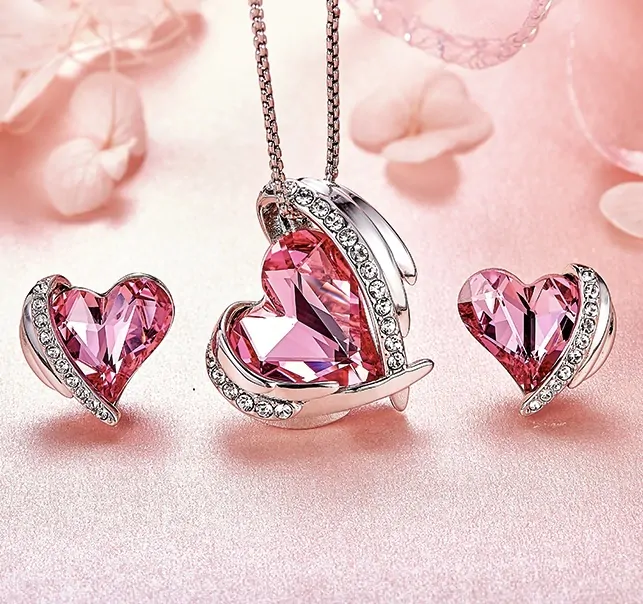 Krištáľový set Pink angel v darčekovej krabičke s ružou