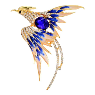 Brošňa Bájny Fénix s krištáľmi modrá 