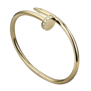 Dámsky oceľový náramok zlatý klinec so zirkónmi 