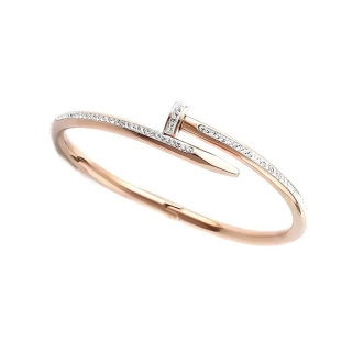 Dámsky oceľový náramok ružovozlatý klinec zdobený zirkónmi 