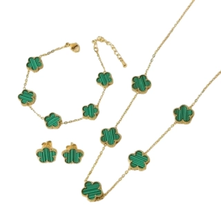 Dámsky oceľový set Clover green zlatý
