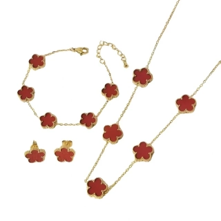 Dámsky oceľový set Clover red zlatý