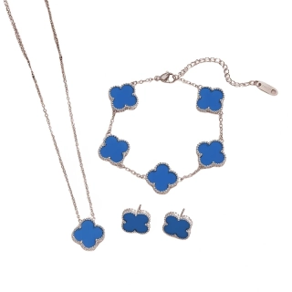 Dámsky oceľový set Clover blue strieborný