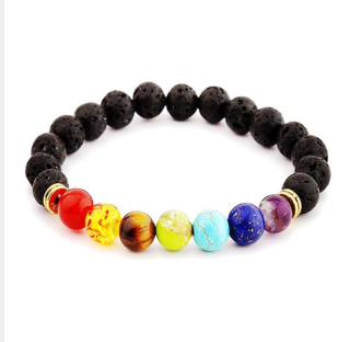 Aróma náramok s lávovými a čakrovými kameňmi
