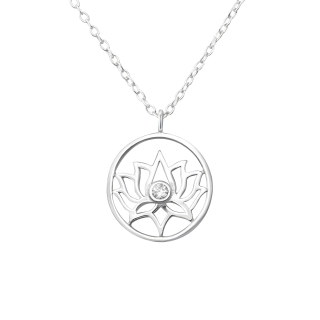 Glory strieborný náhrdelník Lotosový kvet so zirkónom