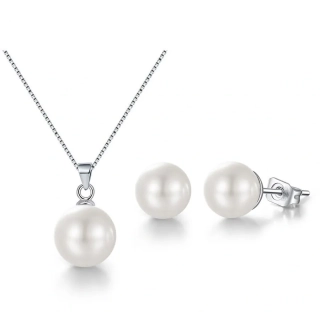 Glory strieborný set Simple s perlou