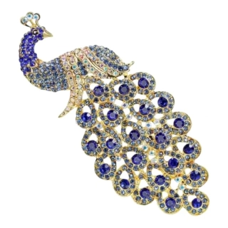 Brošňa Páv s krištáľmi 