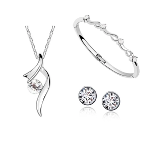 Krištáľový set náhrdelník, náušnice a náramok Bella číry