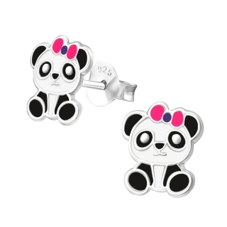 Glory strieborné puzetové náušnice Panda