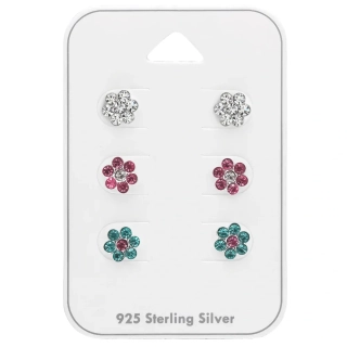 Glory set strieborných náušníc na karte Kvet so zirkónmi