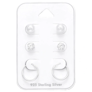 Glory set strieborných náušníc na karte MIX