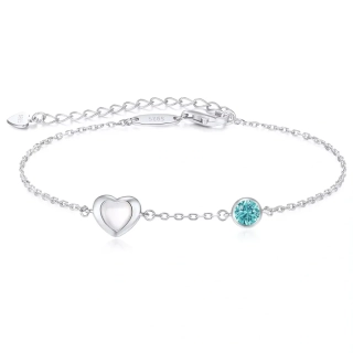 Strieborný náramok Happy s perleťovým srdiečkom a tyrkysovým zirkónom