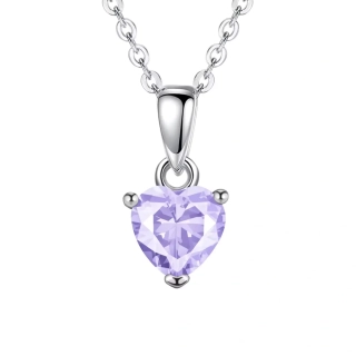 Strieborný náhrdelník Happy so svetlofialovým srdiečkom