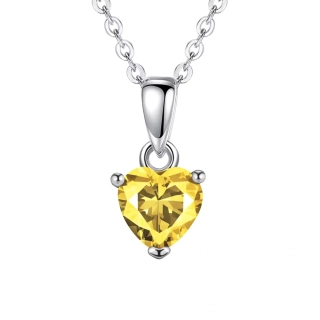 Strieborný náhrdelník Happy so žltým srdiečkom